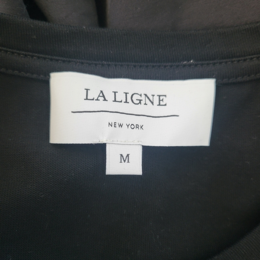 La Ligne Wilhelmina T-Shirt Midi Dress with Shirring Black M - Picture 12 of 13